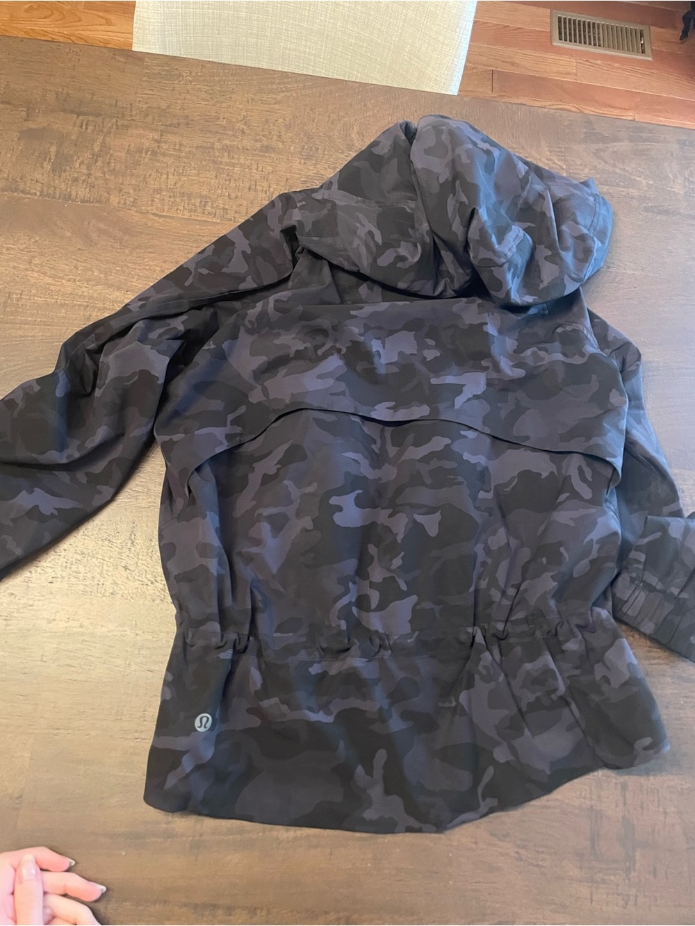 Lululemon Black & Charcoal Camo Hooded Wind Jacket